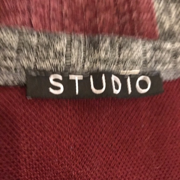 Studio Burgandy Gray Tunic Crewneck Long Sleeve Sweater Top - Picture 7 of 10